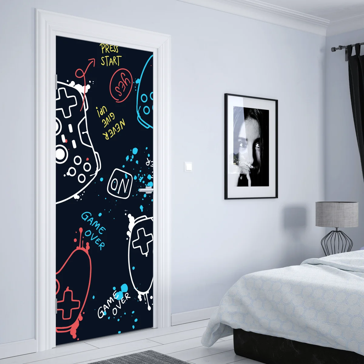 Türaufkleber buntes gamepad-muster Türaufkleber buntes gamepad-muster