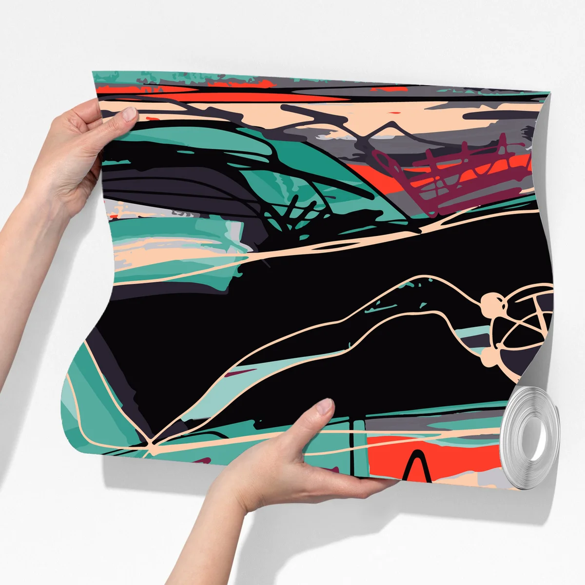 Fototapeta turkusowo-koralowa abstrakcyjna kompozycja Fototapeta turkusowo-koralowa abstrakcyjna kompozycja