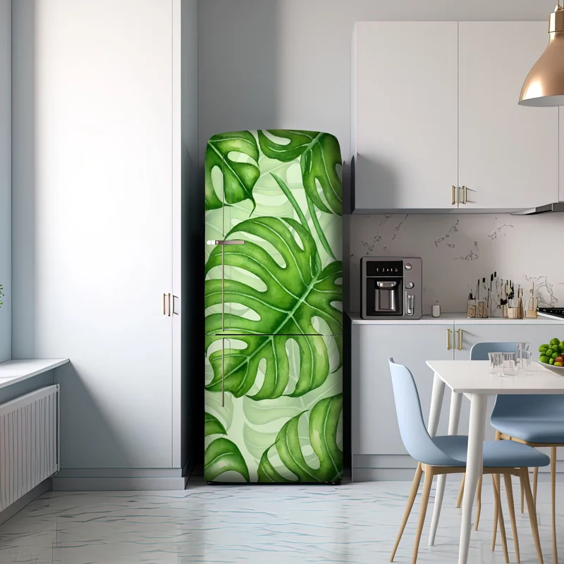 Kühlschrankaufkleber aquarell monstera blättermuster