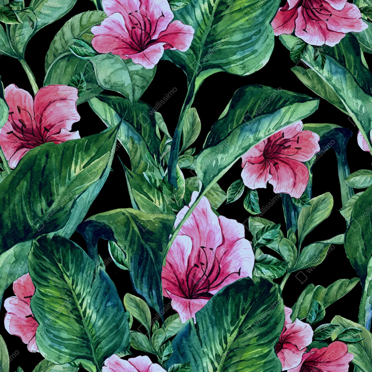 Fensteraufkleber rosa aquarellblumen auf schwarzem hintergrund Fensteraufkleber rosa aquarellblumen auf schwarzem hintergrund