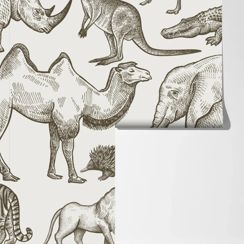 Fototapeta sepiowy wzór dzikich zwierząt Fototapeta sepiowy wzór dzikich zwierząt