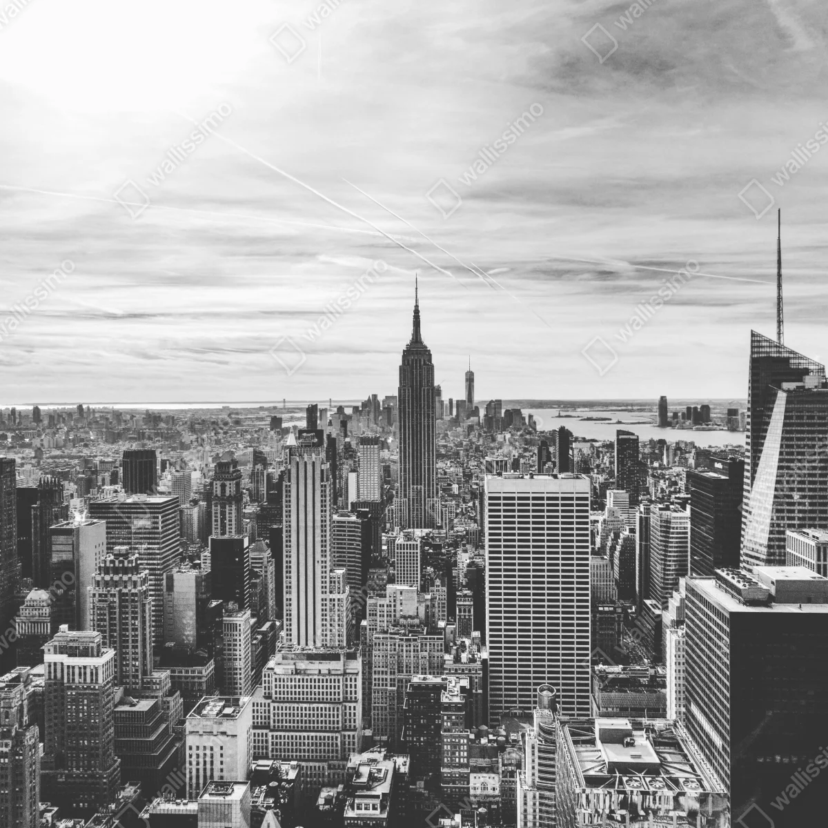 Fensteraufkleber panorama von New York in graustufen Fensteraufkleber panorama von New York in graustufen