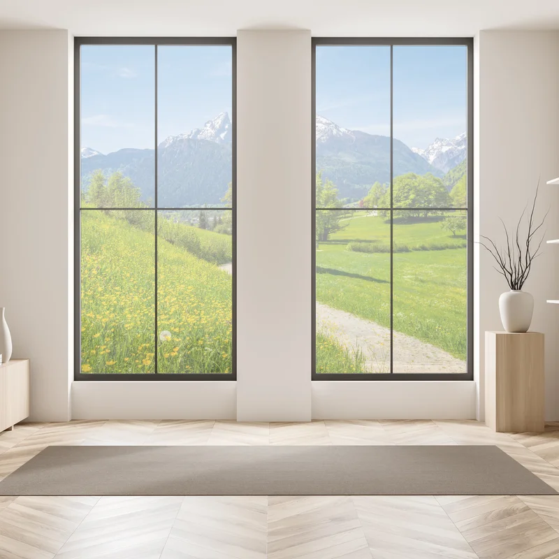 Fensteraufkleber alpine frühlingswiese mit schneebedeckten gipfeln Fensteraufkleber alpine frühlingswiese mit schneebedeckten gipfeln