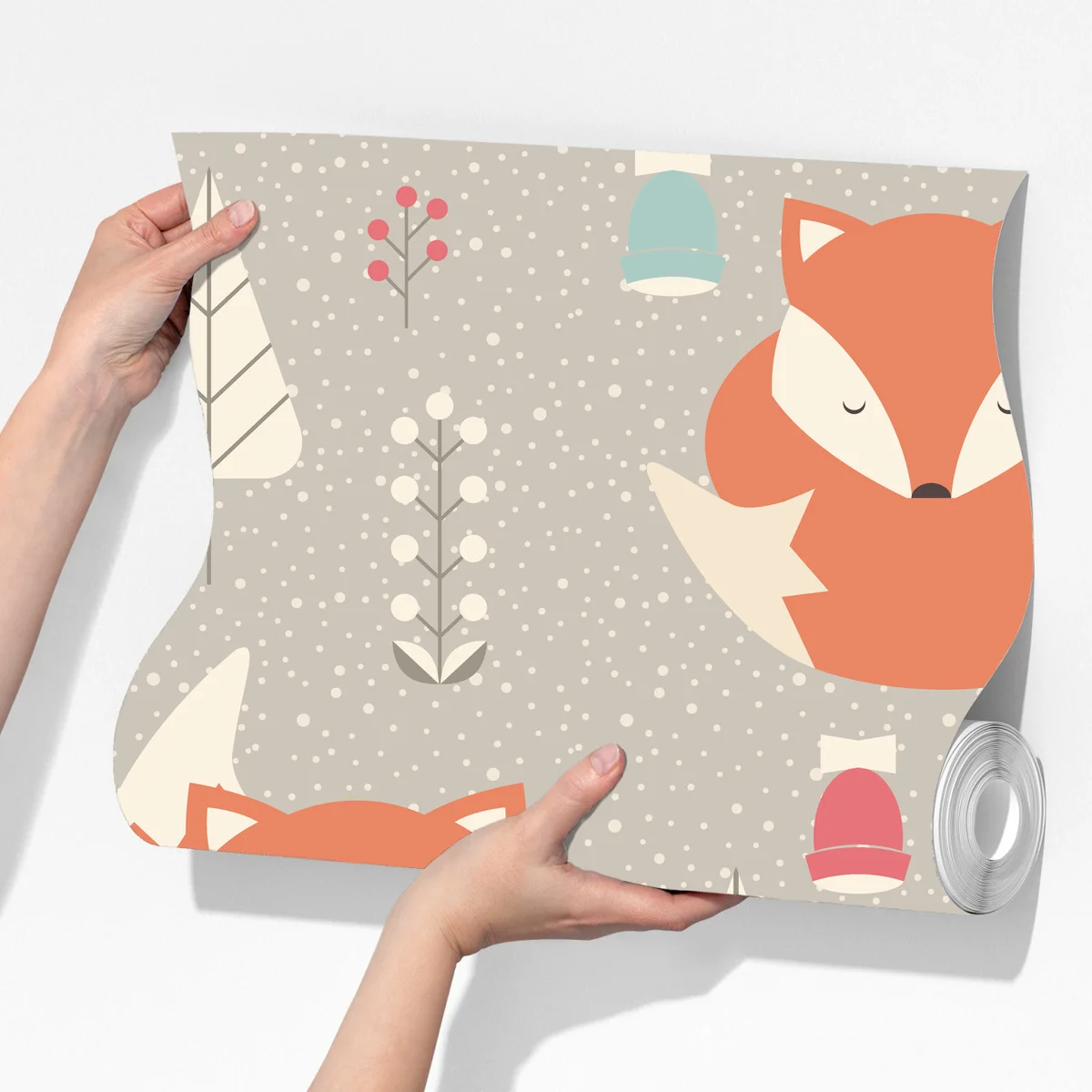 Fototapete niedliches waldfuchs-muster Fototapete niedliches waldfuchs-muster