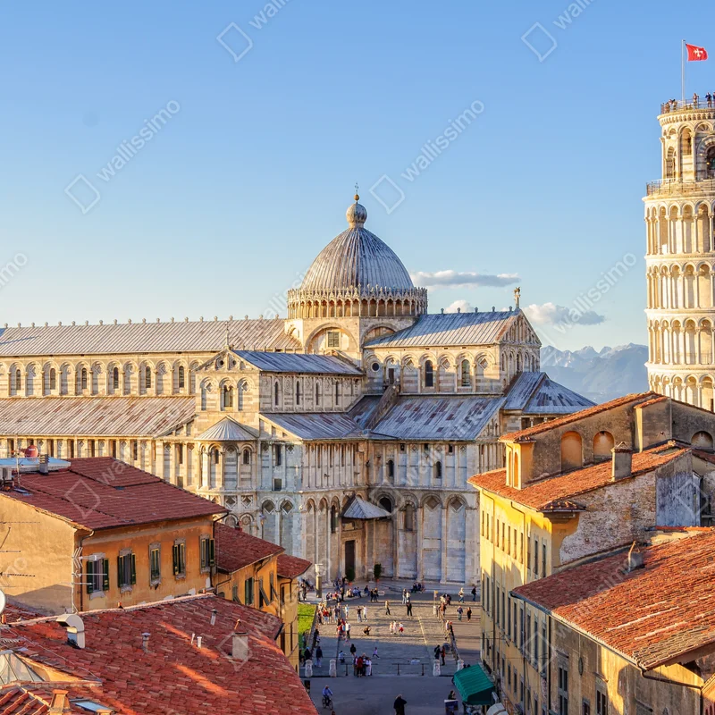 Poster sonnenbeschienener blick auf den dom von Pisa und den schiefen turm Poster sonnenbeschienener blick auf den dom von Pisa und den schiefen turm
