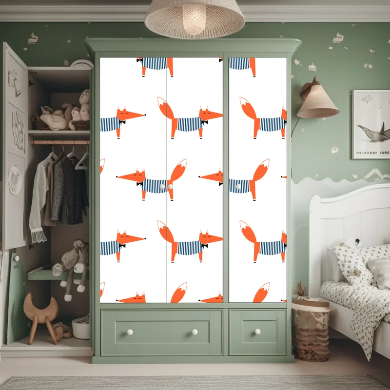 Schrankaufkleber niedliches gestreiftes fuchsmuster