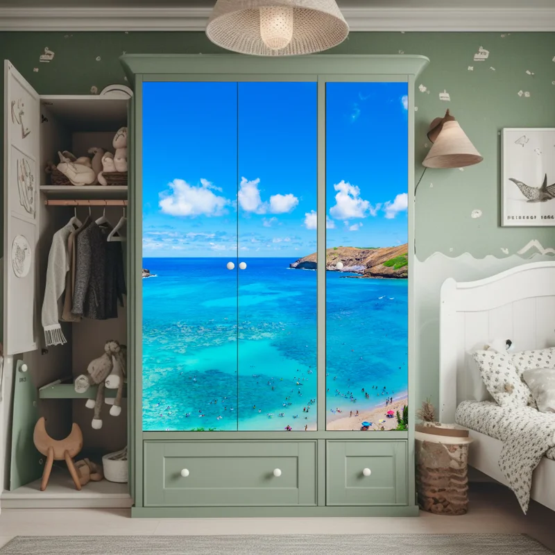 Schrankaufkleber tropische türkisfarbene bucht panorama Schrankaufkleber tropische türkisfarbene bucht panorama