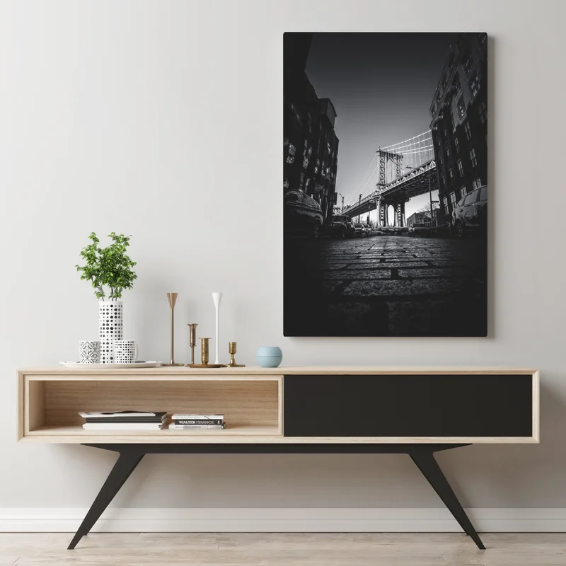 Leinwandbild Manhattan brücke perspektive über kopfsteinpflaster Leinwandbild Manhattan brücke perspektive über kopfsteinpflaster