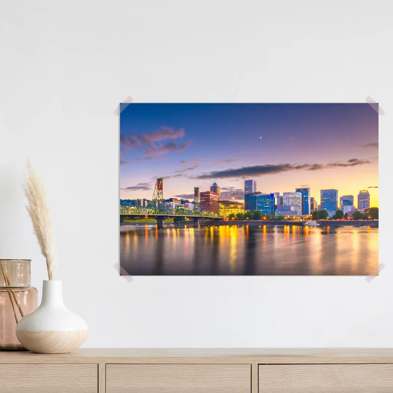 Poster Portland skyline in der dämmerung über dem Willamette Poster Portland skyline in der dämmerung über dem Willamette