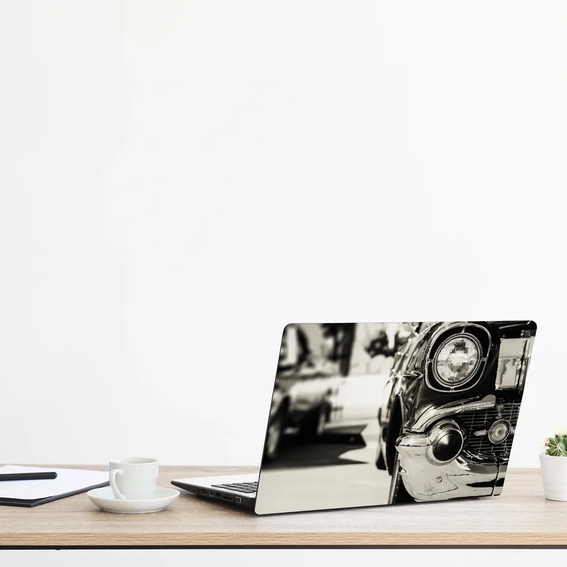 Laptop-Aufkleber vintage chrom klassisches auto nahaufnahme