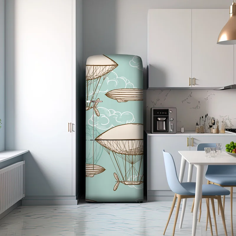 Kühlschrankaufkleber vintage-motiv mit luftschiffen und ballons Kühlschrankaufkleber vintage-motiv mit luftschiffen und ballons