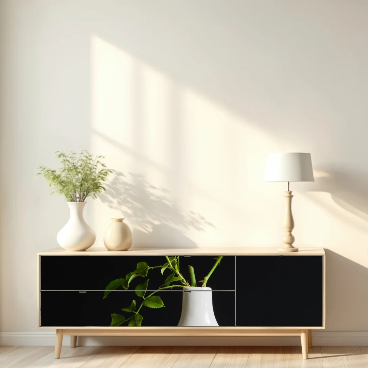 Repositionierbarer Aufkleber rosa rosen in weißer vase Repositionierbarer Aufkleber rosa rosen in weißer vase