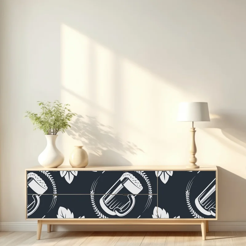 Repositionierbarer Aufkleber bier und hopfen nahtloses muster Repositionierbarer Aufkleber bier und hopfen nahtloses muster