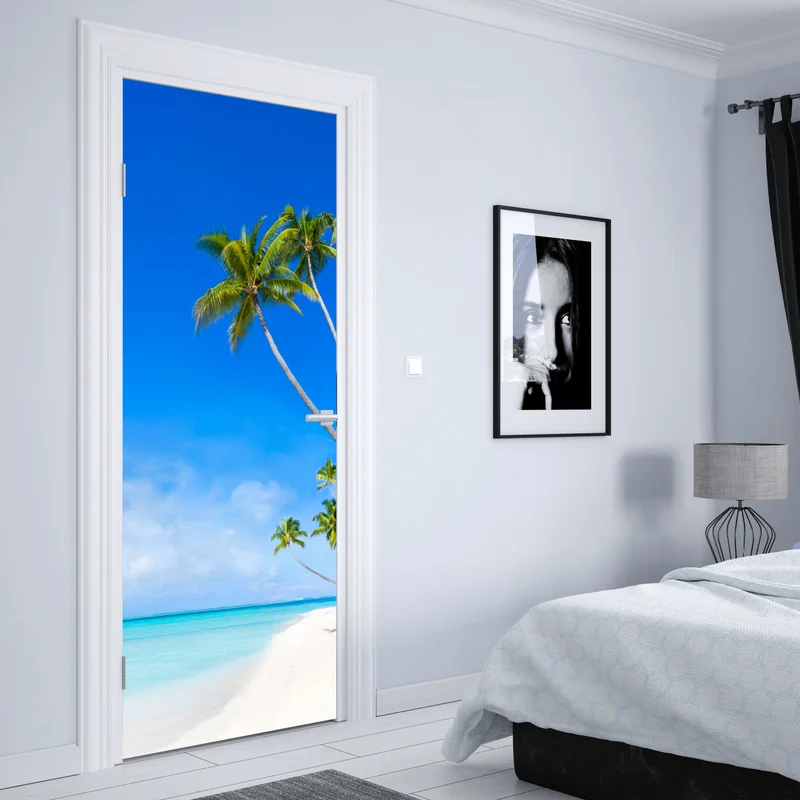 Türaufkleber tropischer palmenstrand