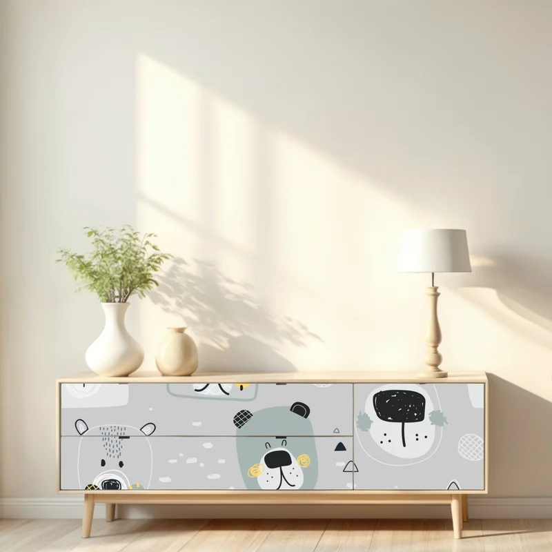 Repositionierbarer Aufkleber verspieltes bärenmuster für kinderzimmer