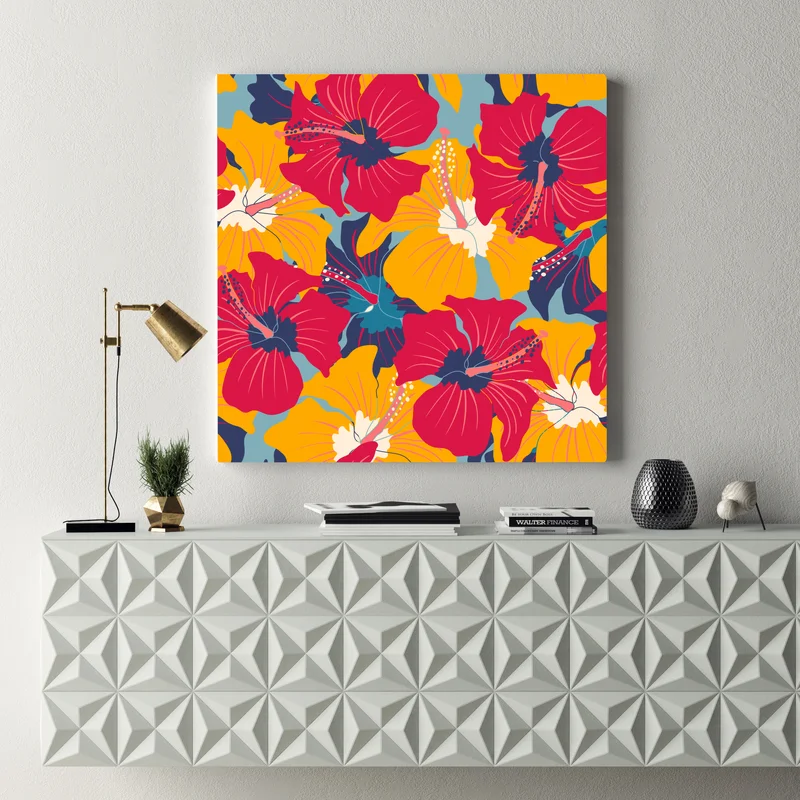 Leinwandbild lebhaftes hibiskusmuster Leinwandbild lebhaftes hibiskusmuster