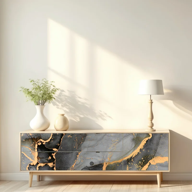 Repositionierbarer Aufkleber rauchiger grauer marmor mit goldenen adern Repositionierbarer Aufkleber rauchiger grauer marmor mit goldenen adern