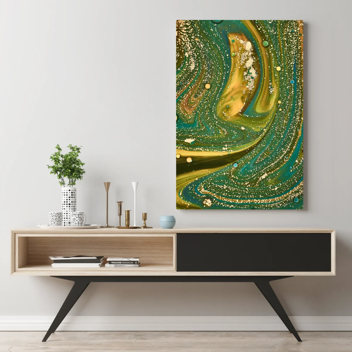 Leinwandbild grün-goldene flüssige marmorierte kunst Leinwandbild grün-goldene flüssige marmorierte kunst