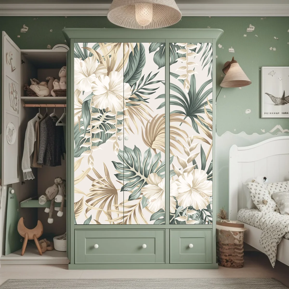 Schrankaufkleber zartes tropisches hibiskusmotiv Schrankaufkleber zartes tropisches hibiskusmotiv