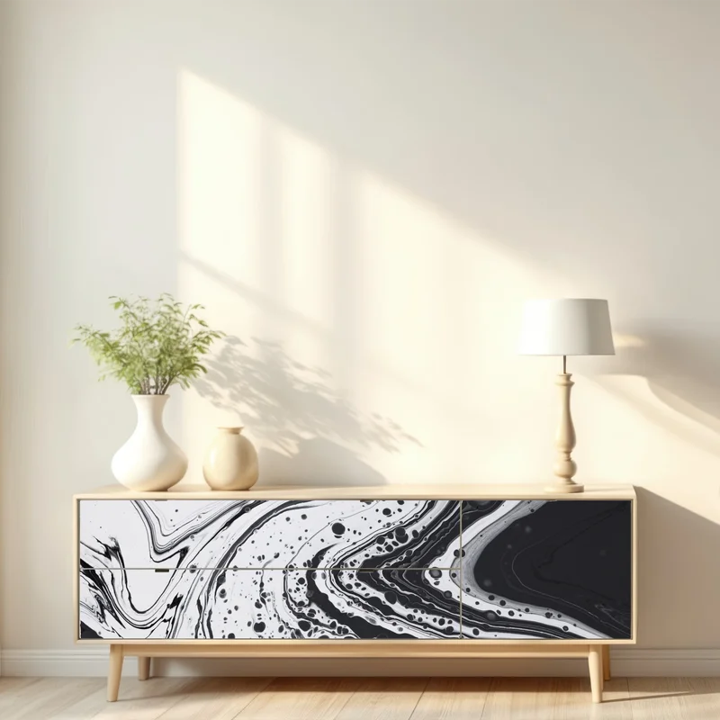 Repositionierbarer Aufkleber schwarz-weißes marmormuster