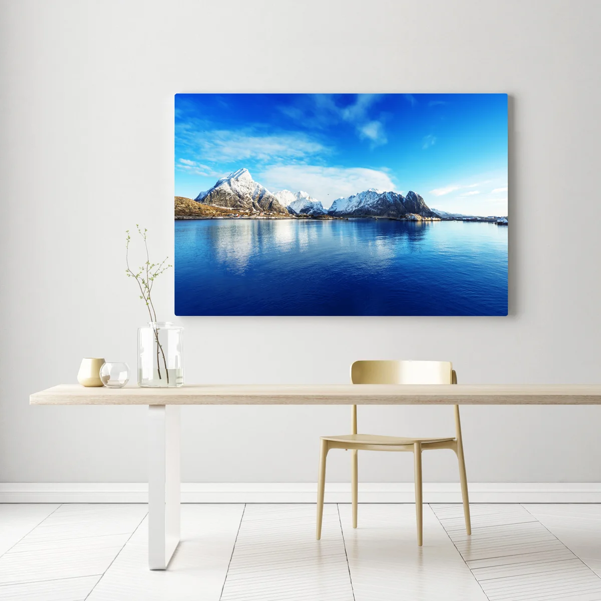 Leinwandbild ruhige winterliche fjordlandschaft in Reine, Lofoten Leinwandbild ruhige winterliche fjordlandschaft in Reine, Lofoten