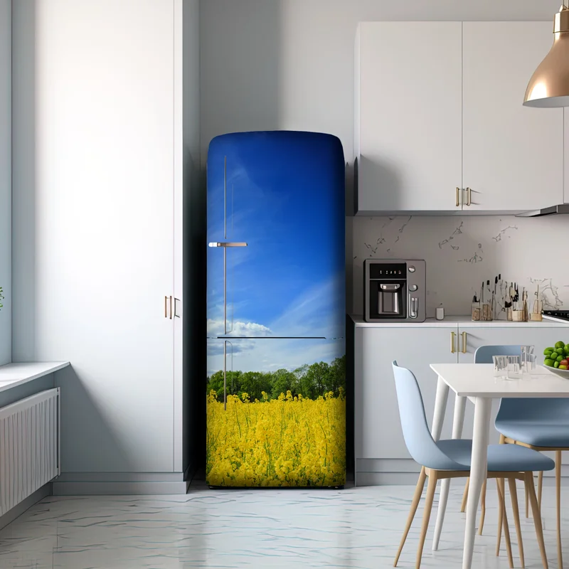 Kühlschrankaufkleber polnisches rapsfeld unter blauem himmel Kühlschrankaufkleber polnisches rapsfeld unter blauem himmel