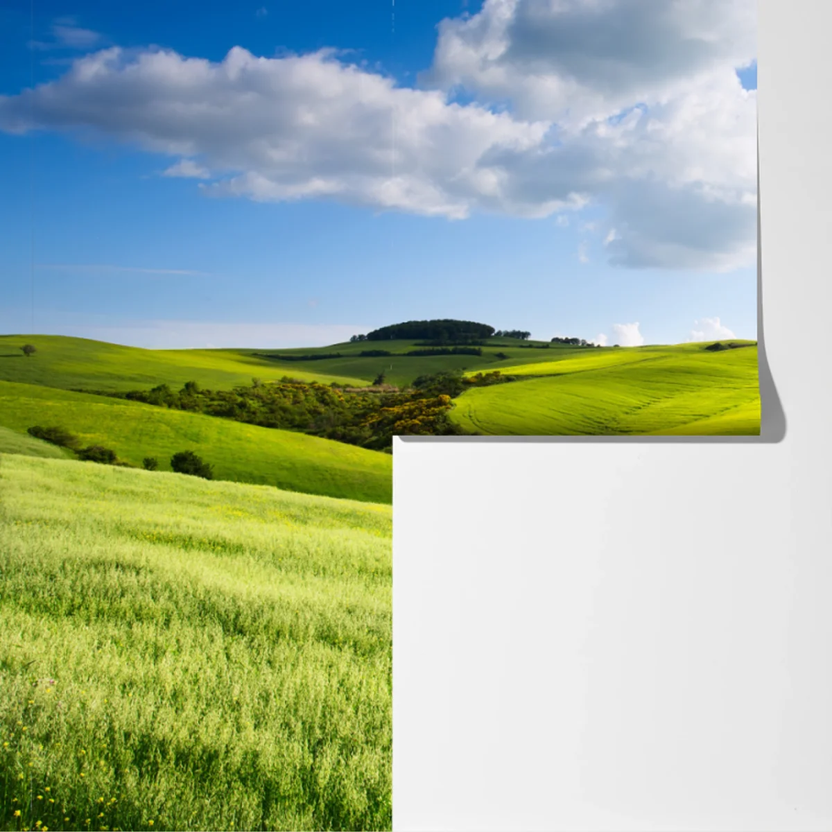 Fototapete Toskana sanfte hügel bei sonnenuntergang Fototapete Toskana sanfte hügel bei sonnenuntergang