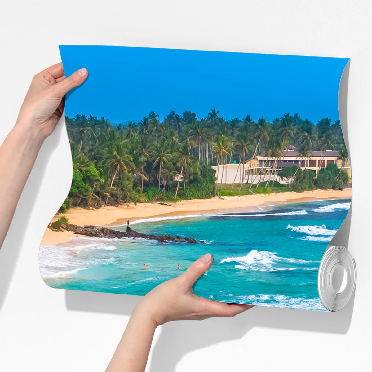 Fototapete türkisfarbene tropische küste mit palmen Fototapete türkisfarbene tropische küste mit palmen