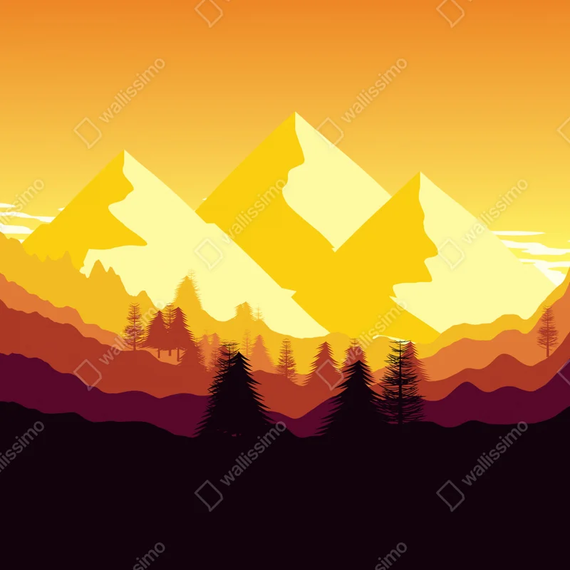 Repositionierbarer Aufkleber goldener sonnenuntergang über bergen Repositionierbarer Aufkleber goldener sonnenuntergang über bergen