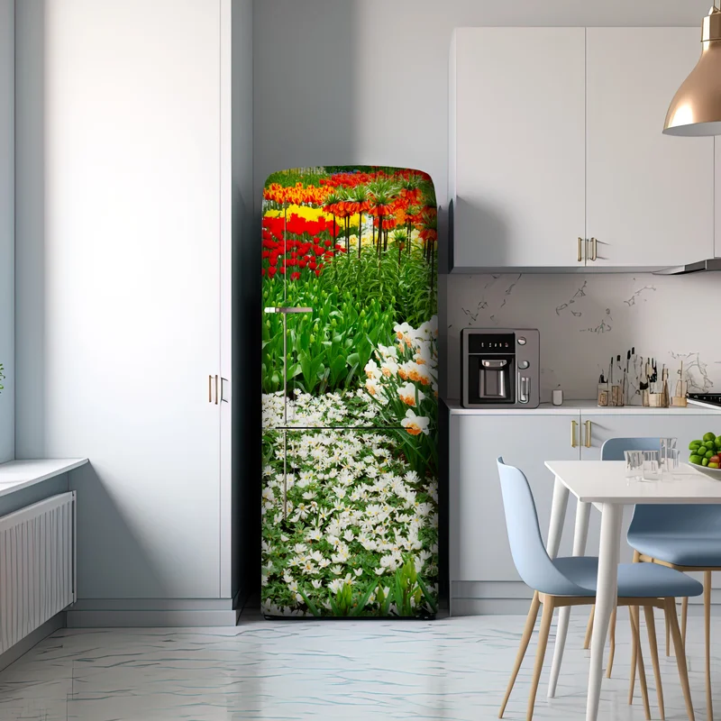 Kühlschrankaufkleber lebendiger frühlingsblumengarten
