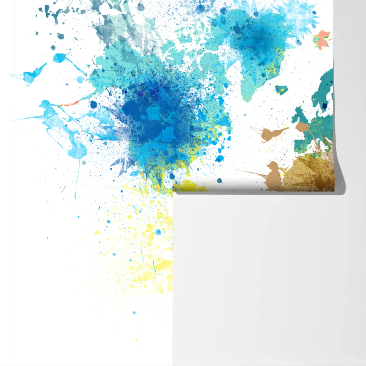 Fototapete bunte weltkarte mit farbspritzern Fototapete bunte weltkarte mit farbspritzern