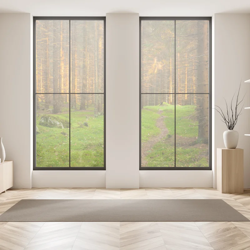 Fensteraufkleber goldenes licht im moosbedeckten kiefernwald