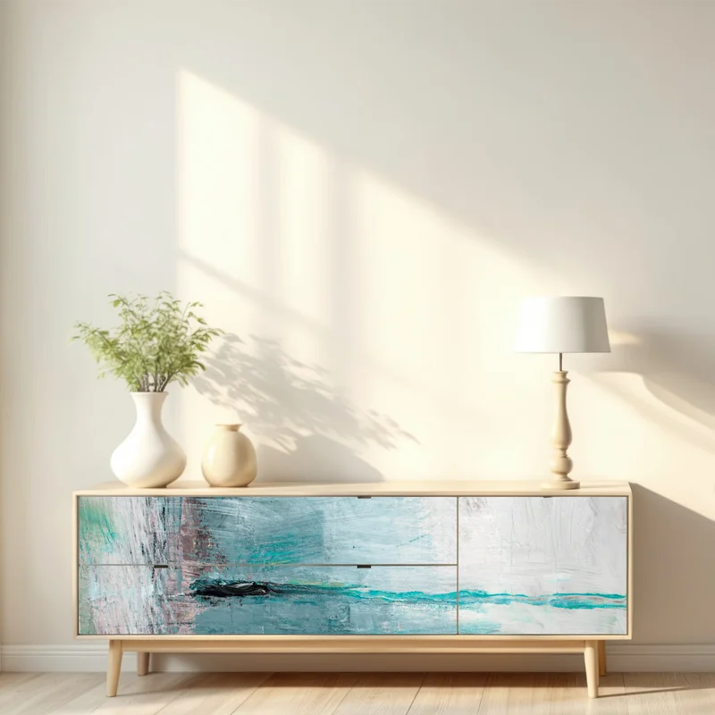 Repositionierbarer Aufkleber ruhige türkise abstrakte meereslandschaft