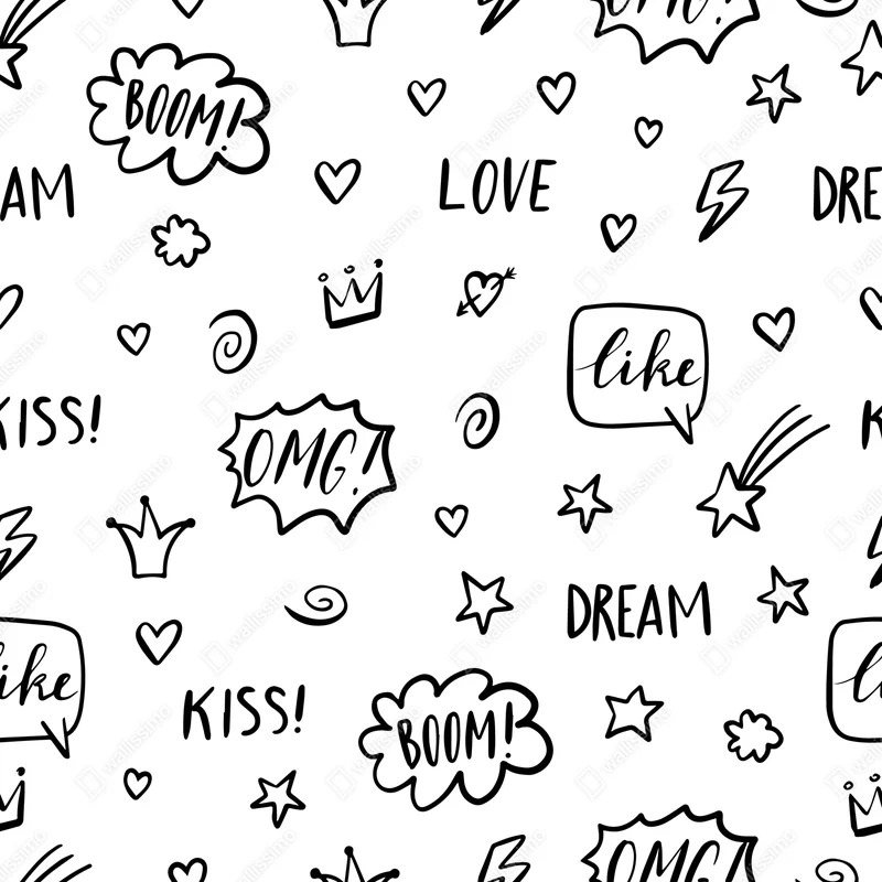 Repositionierbarer Aufkleber verspieltes doodle-muster mit herzen und sternen Repositionierbarer Aufkleber verspieltes doodle-muster mit herzen und sternen