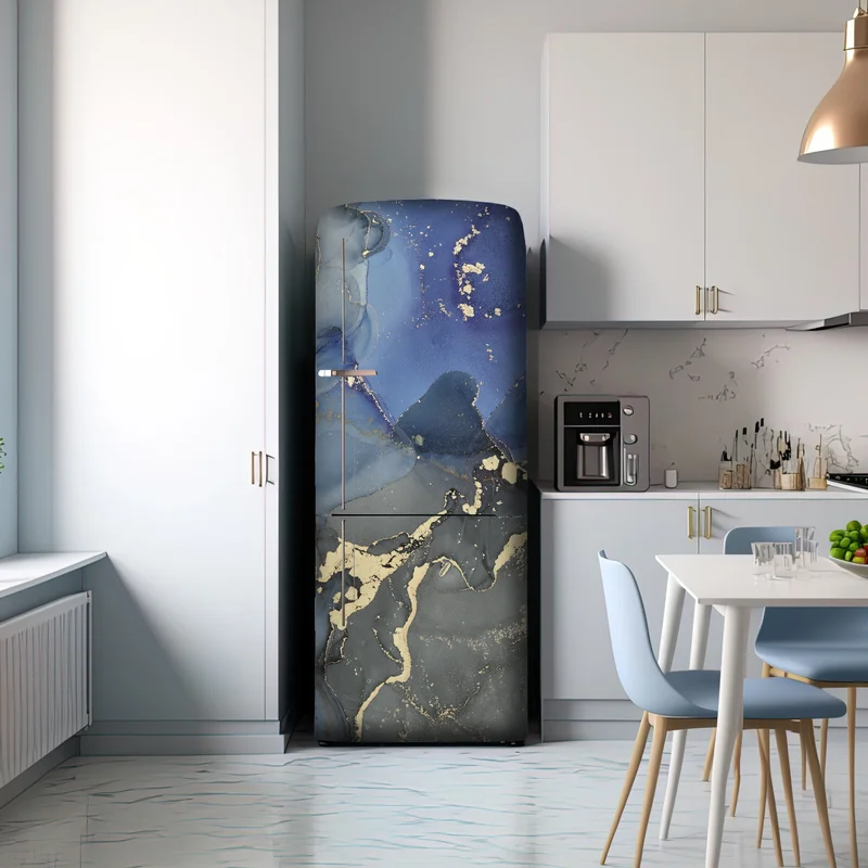 Kühlschrankaufkleber luxuriöse blau-goldene abstraktion