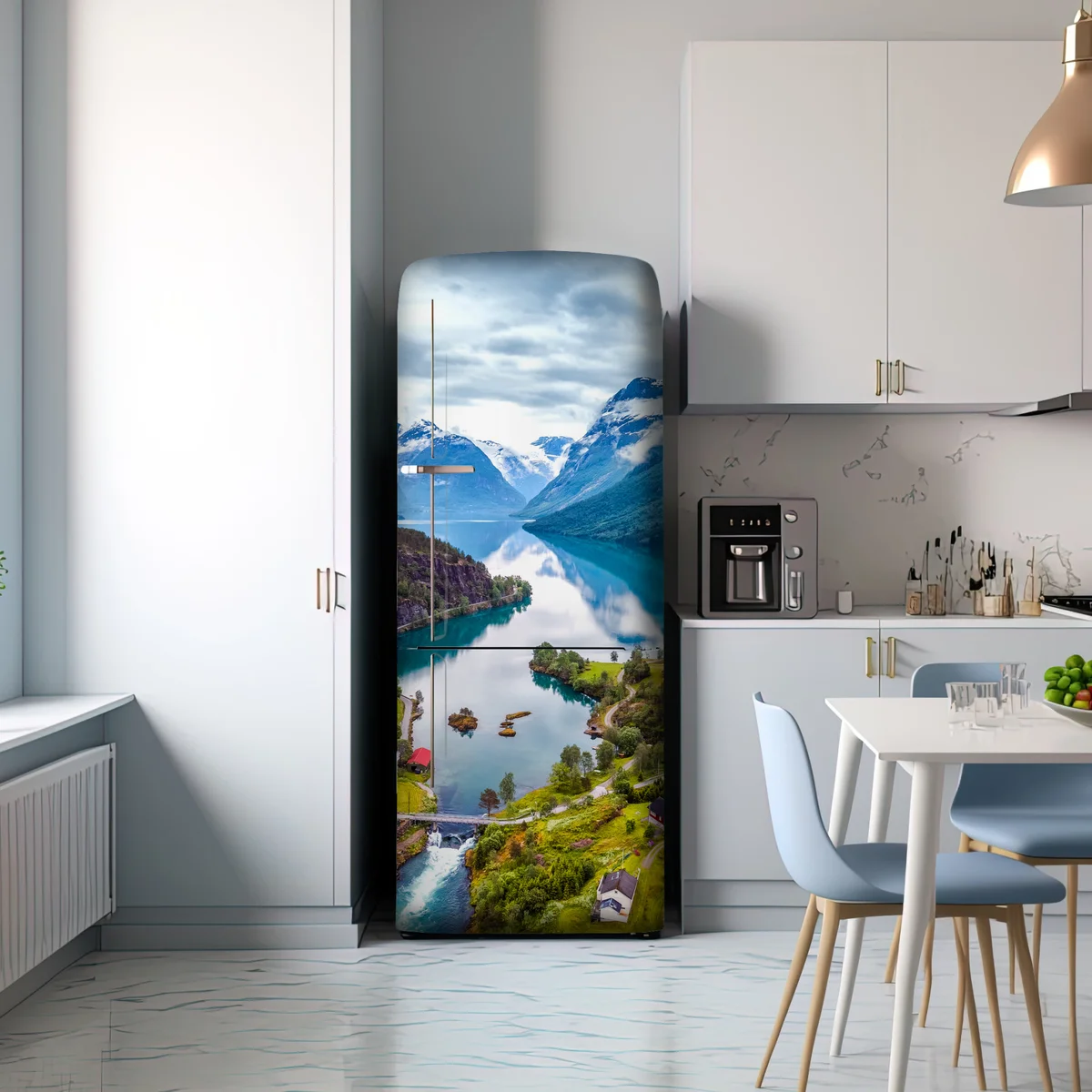 Kühlschrankaufkleber Norwegen fjord aus der luft Kühlschrankaufkleber Norwegen fjord aus der luft