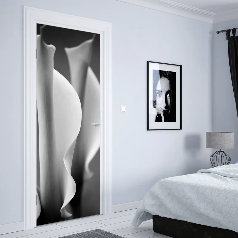 Türaufkleber elegante calla-lilien in monochrom
