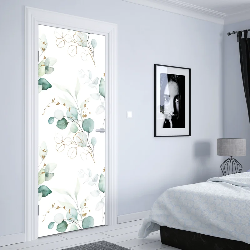 Türaufkleber eukalyptus aquarell muster in grüntönen