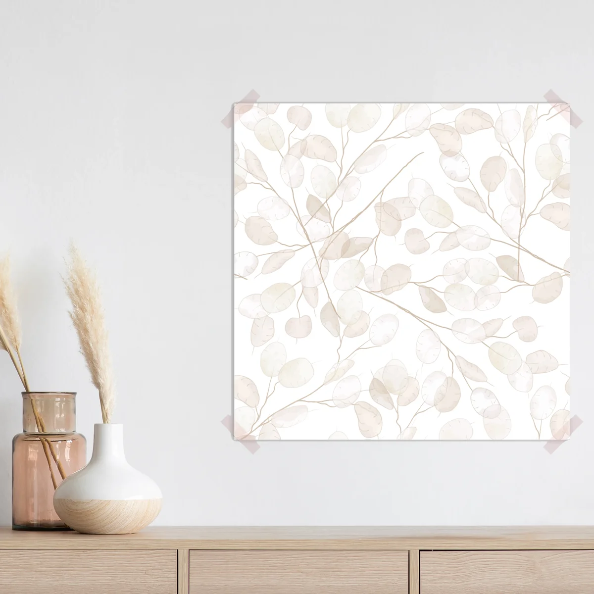 Poster zartes beiges botanisches aquarellmuster • Poster bei Wallnifity® Poster zartes beiges botanisches aquarellmuster • Poster bei Wallnifity®