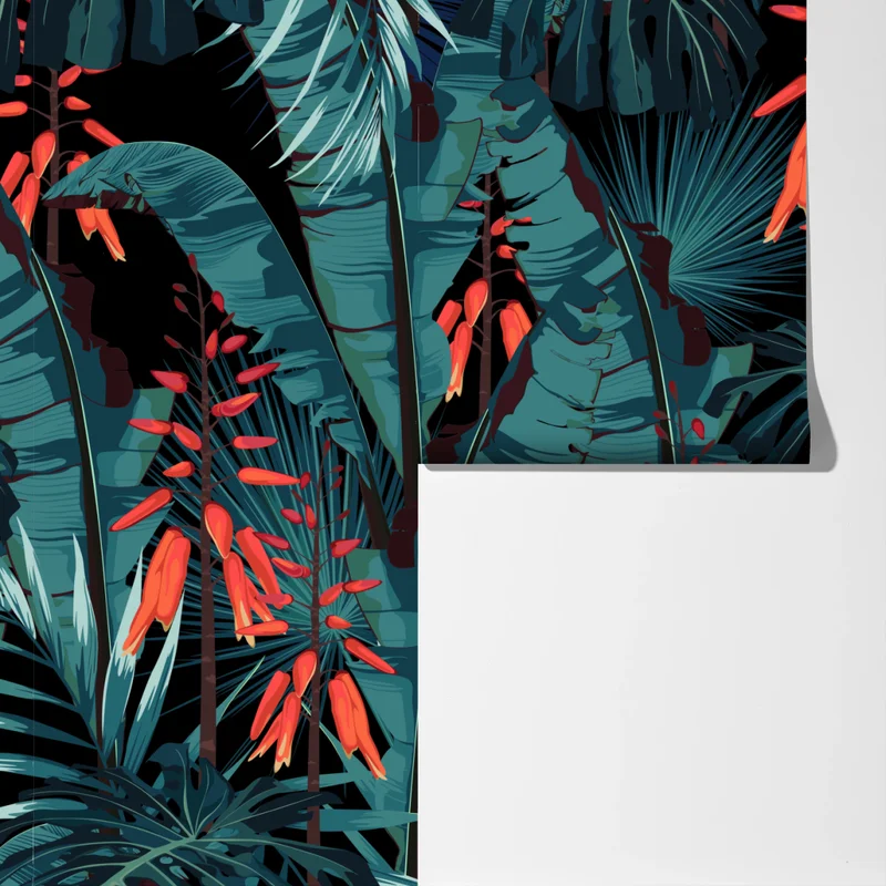 Fototapete tropisches türkis dschungelmuster Fototapete tropisches türkis dschungelmuster