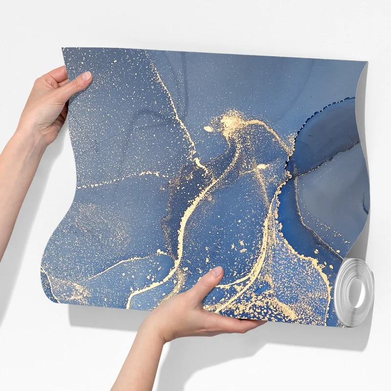 Fototapete ozeanblauer marmor mit goldenen adern Fototapete ozeanblauer marmor mit goldenen adern