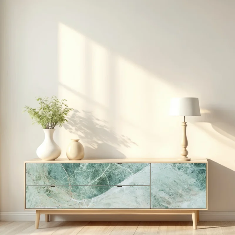 Repositionierbarer Aufkleber grüne marmortextur abstrakt