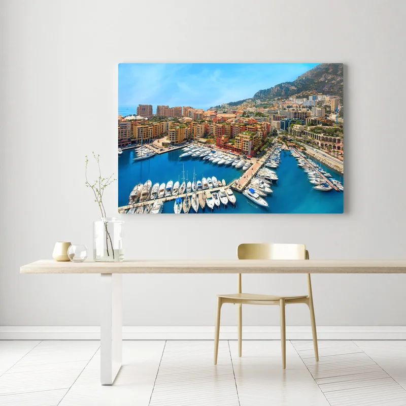 Leinwandbild sonnige marina und küstenstadt Leinwandbild sonnige marina und küstenstadt
