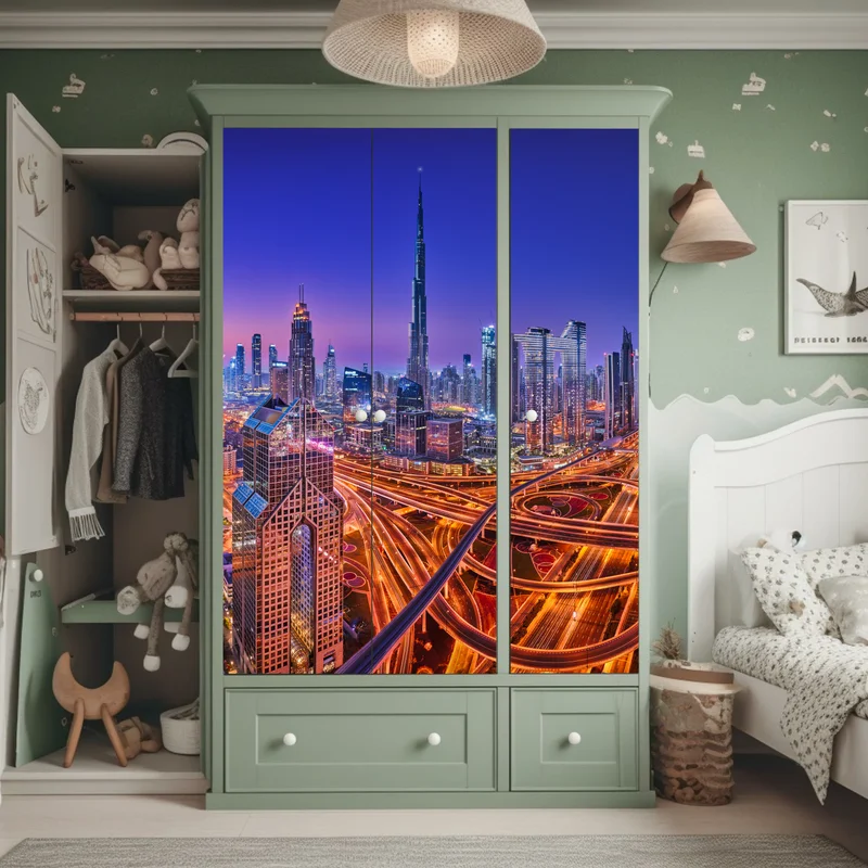 Schrankaufkleber Dubai panorama bei dämmerung