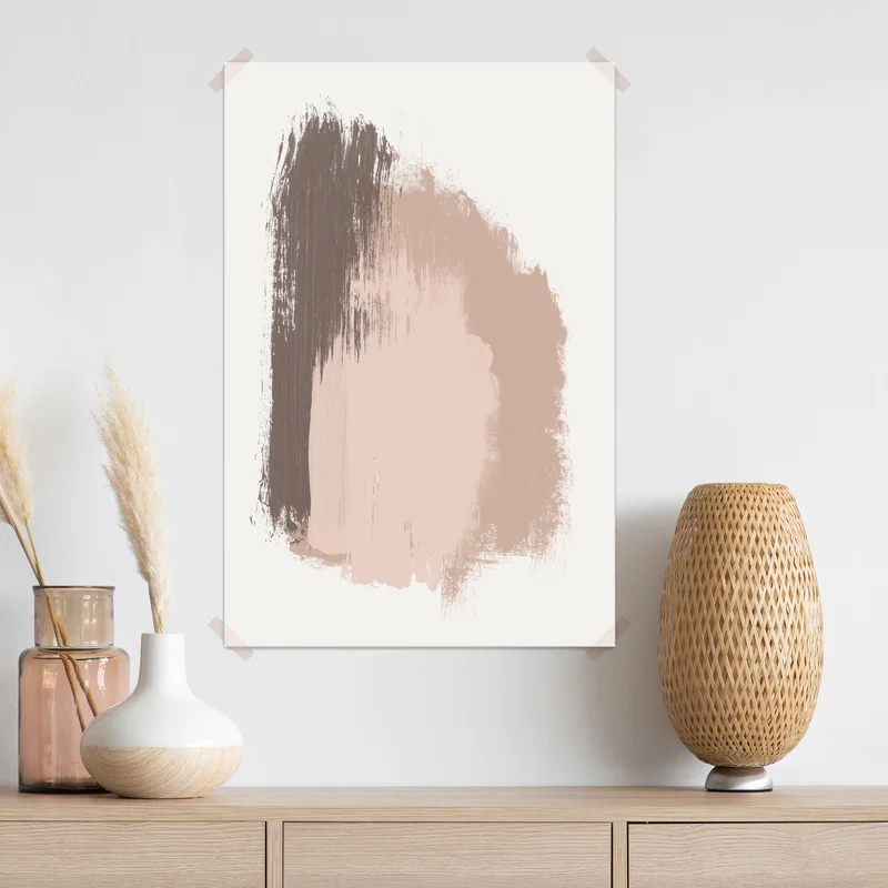 Poster zarte beige pinselstriche • Poster bei Wallnifity® Poster zarte beige pinselstriche • Poster bei Wallnifity®