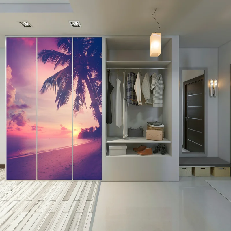 Schrankaufkleber tropischer sonnenuntergang am strand