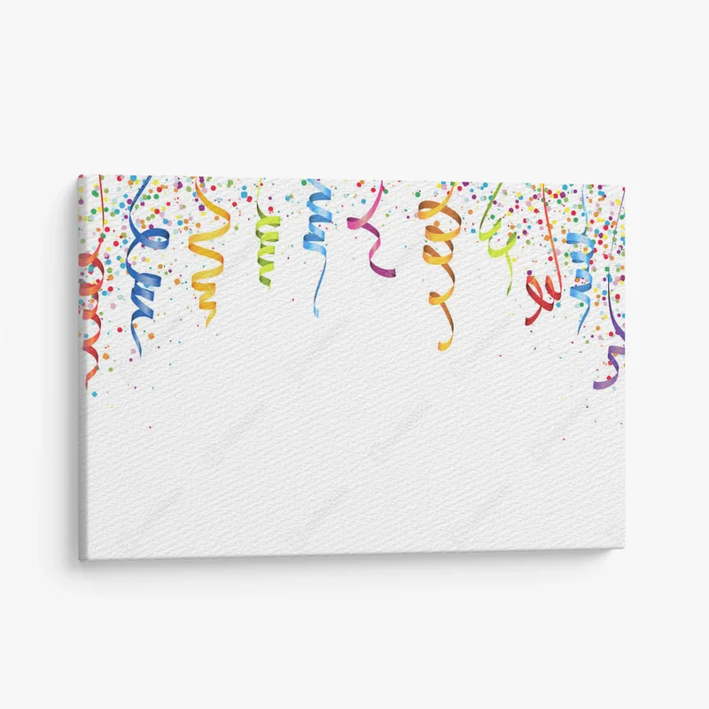 Leinwandbild Buntes Konfetti und Luftschlangen • Leinwandbilder bei Wallnifity® Leinwandbild Buntes Konfetti und Luftschlangen • Leinwandbilder bei Wallnifity®