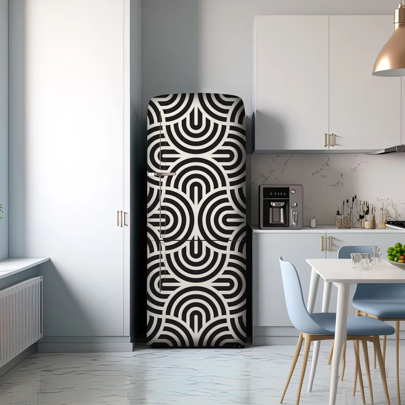 Kühlschrankaufkleber schwarz-weiß geometrisches muster