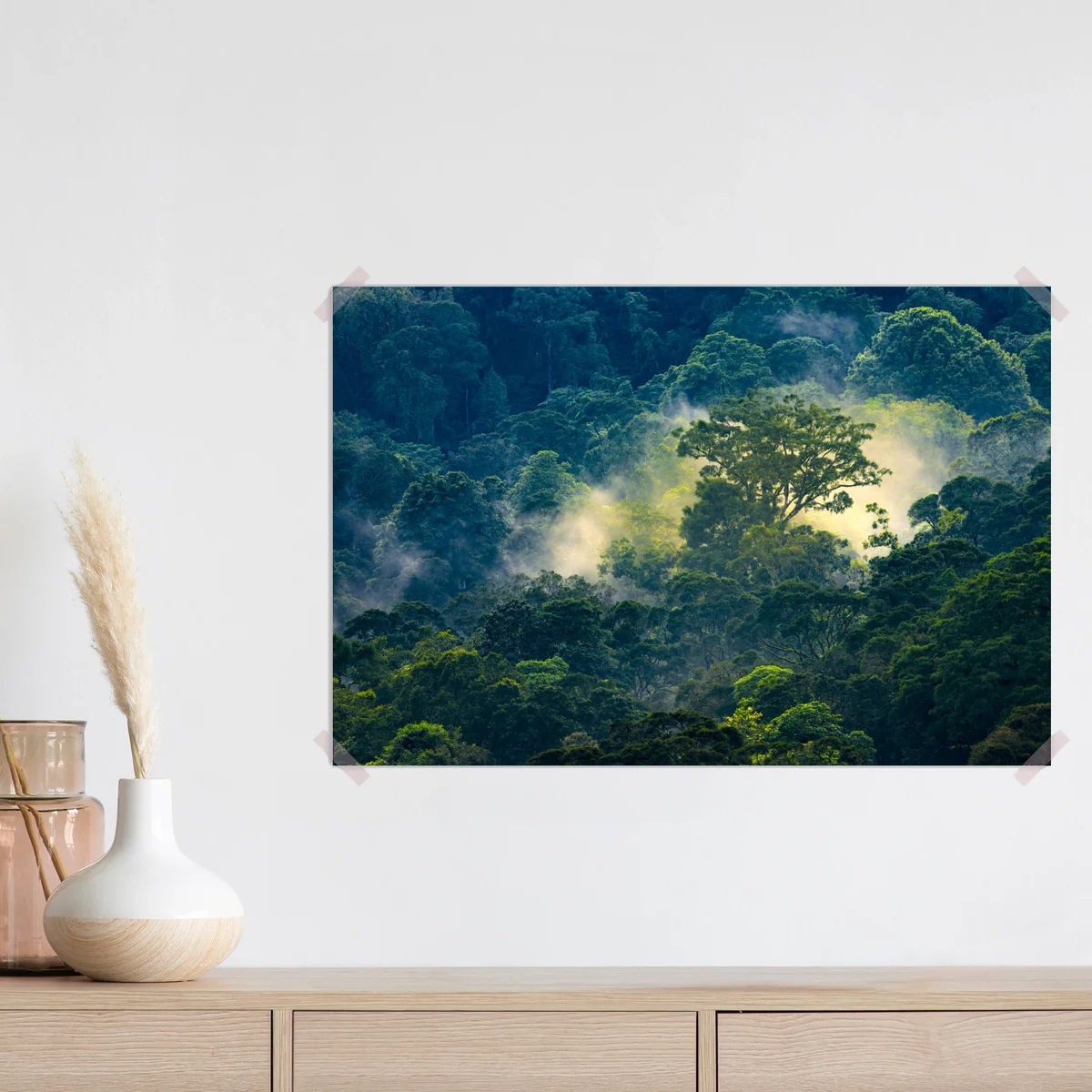 Poster nebliger regenwald mit baumkronen Poster nebliger regenwald mit baumkronen