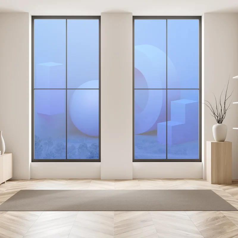 Fensteraufkleber blaue geometrische 3d-komposition